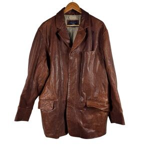 Daniel Cremieux Collection XL Genuine Lambskin Leather Blazer Coat Brown Classic